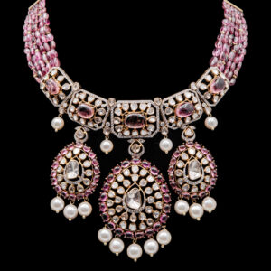 pearl and diamond necklace in Kolkata, pearl necklace for women in Kolkata, diamond with pearl polki necklace for women in Kolkata, polki necklace for girls in Kolkata